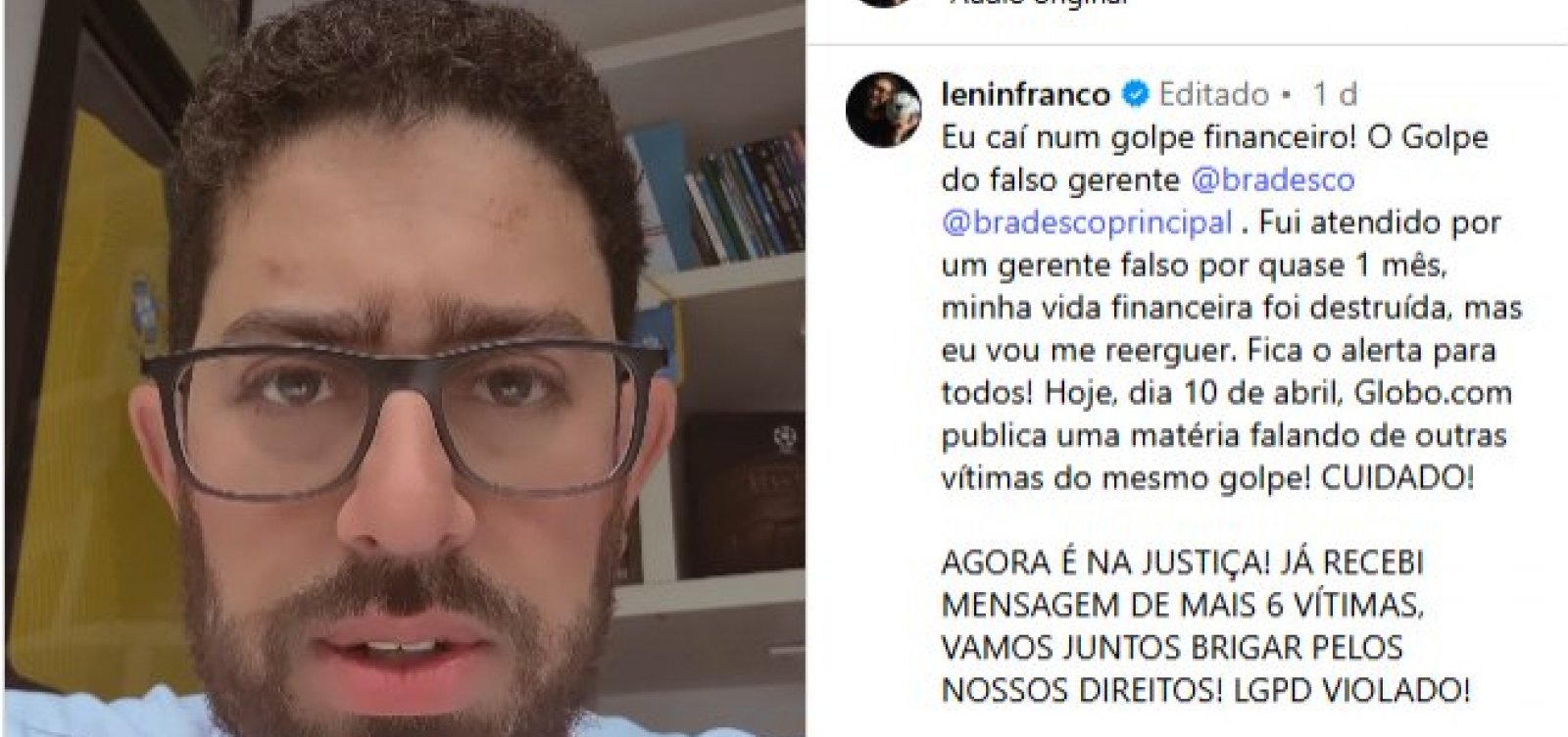 Lênin Franco afirma ter sido vítima de golpe financeiro; “Vida financeira destruída”