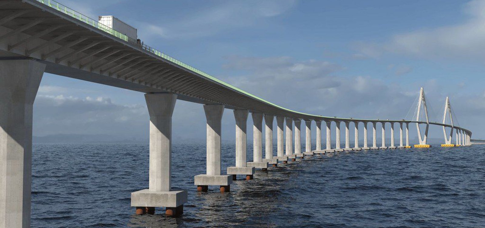 Plataforma com tecnologia chinesa marca início das obras da Ponte Salvador-Itaparica