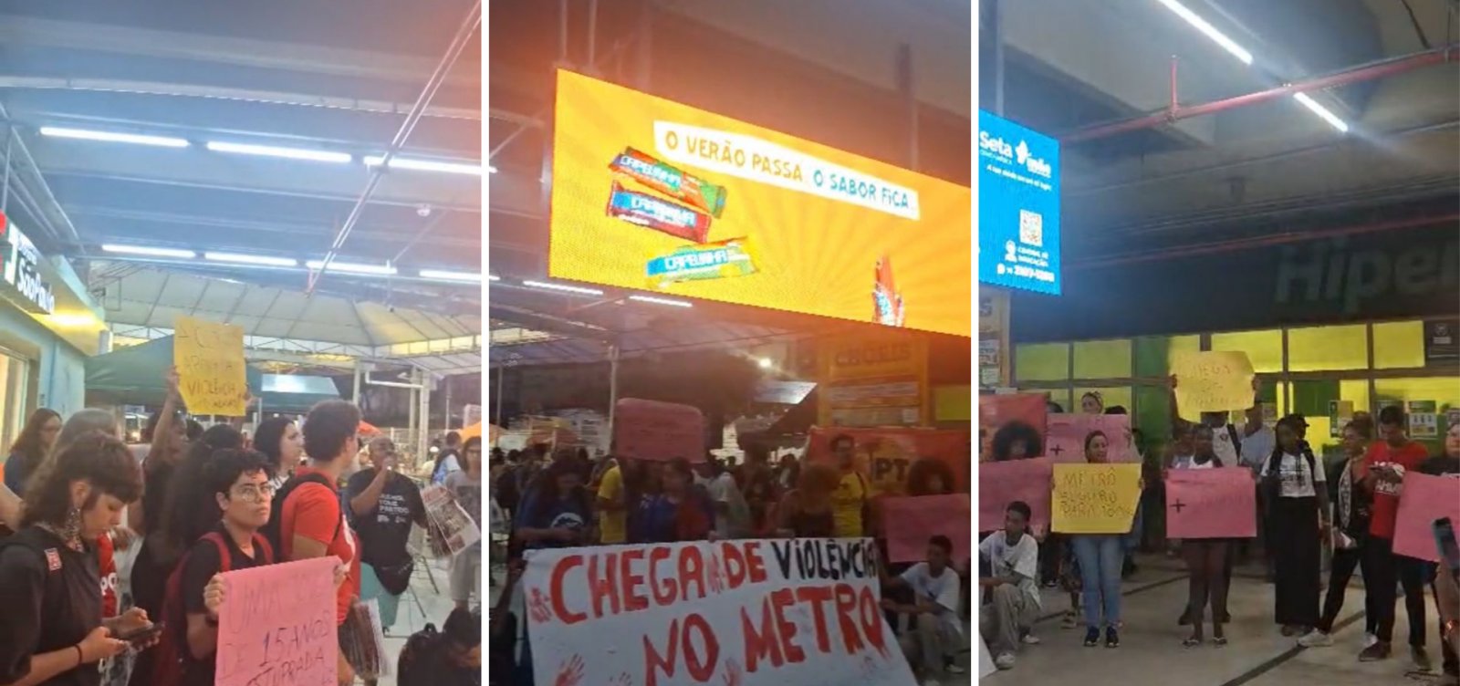 Manifestantes realizam ato na Estação da Lapa contra violência sexual no transporte público