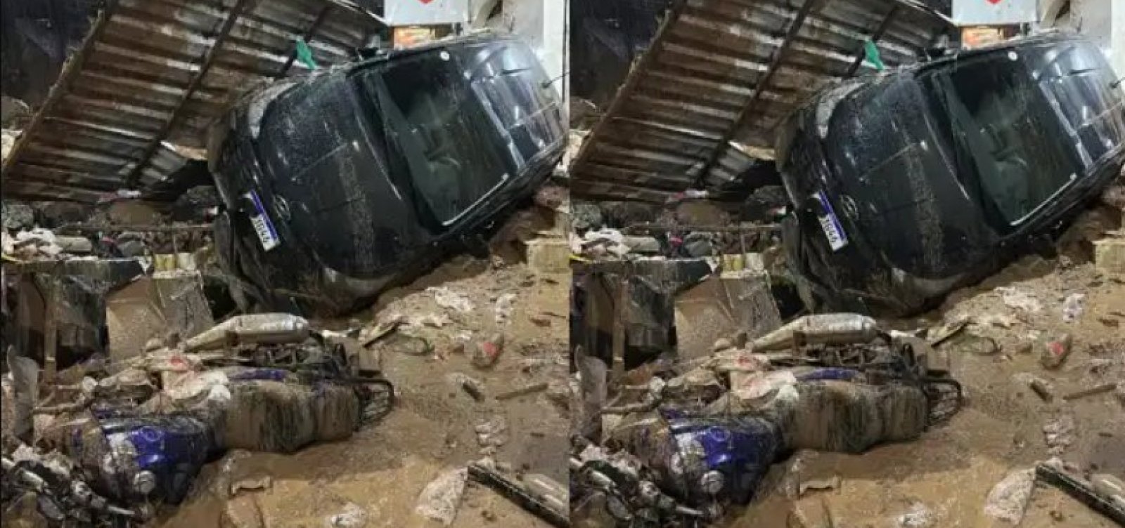 Chuva forte provoca deslizamento e arrasta veículos na Rocinha