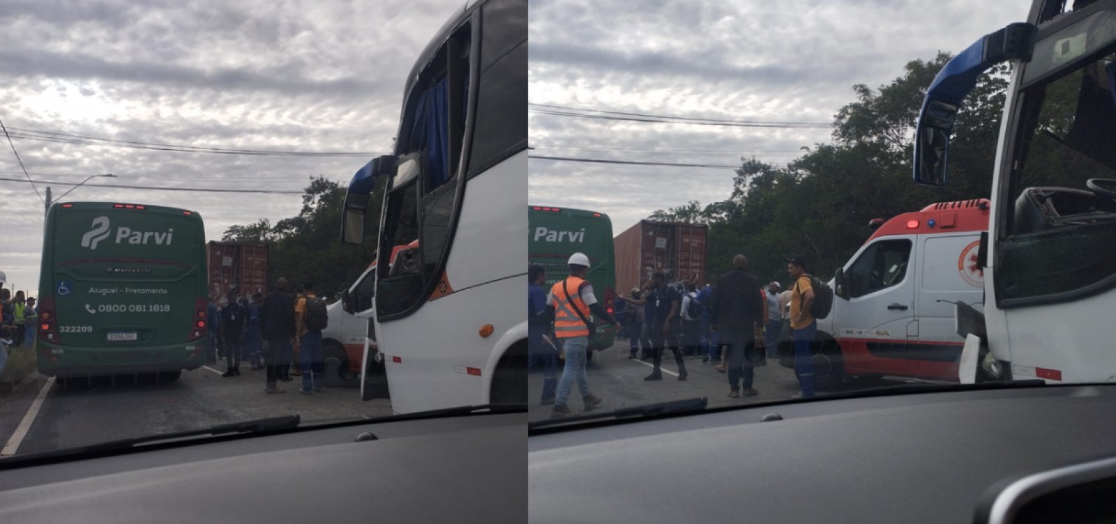 Acidente entre ônibus e caminhão deixa trabalhadores feridos na Avenida BYD em Camaçari
