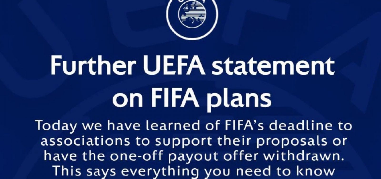 Uefa reage a plano da Fifa e diz que futebol não pode virar negócio financeiro