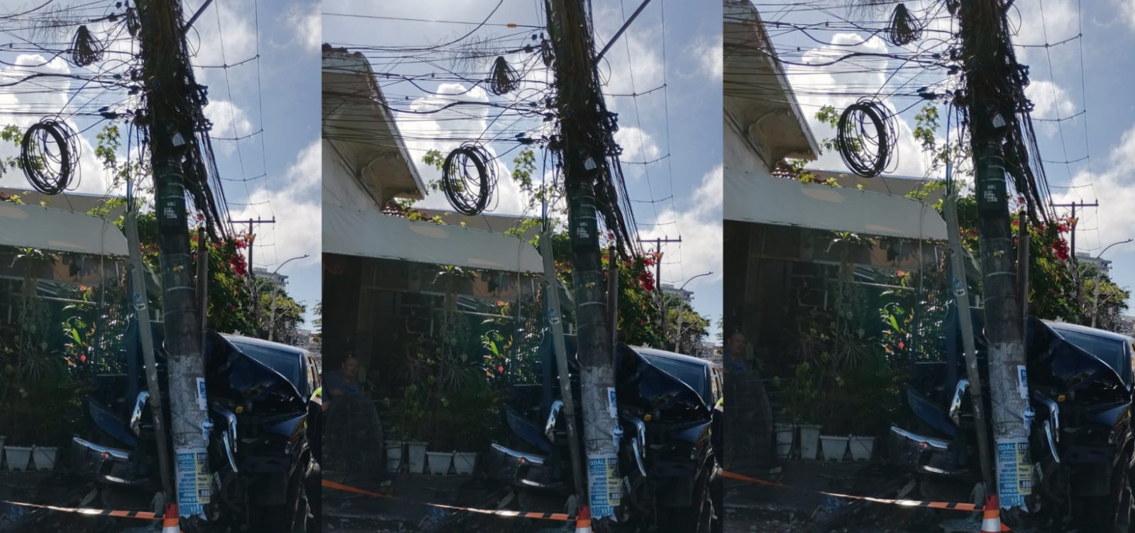 Caminhonete derruba poste, atinge casa e deixa parte do Rio Vermelho sem energia
