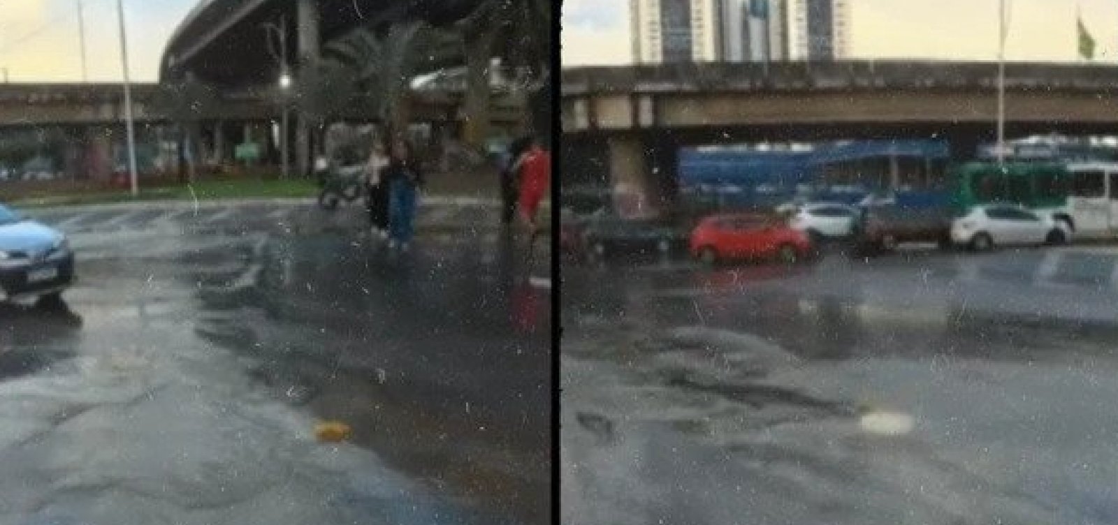 Rompimento de adutora provoca alagamento e transtornos no trânsito em Pernambués nesta terça