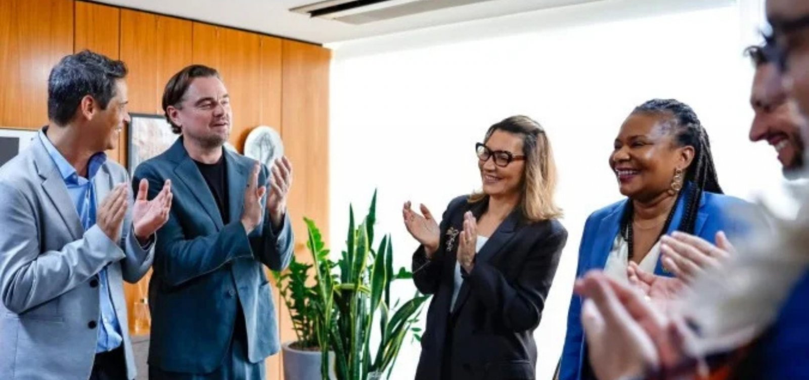 Lula e Janja recebem Leonardo DiCaprio no Palácio do Planalto