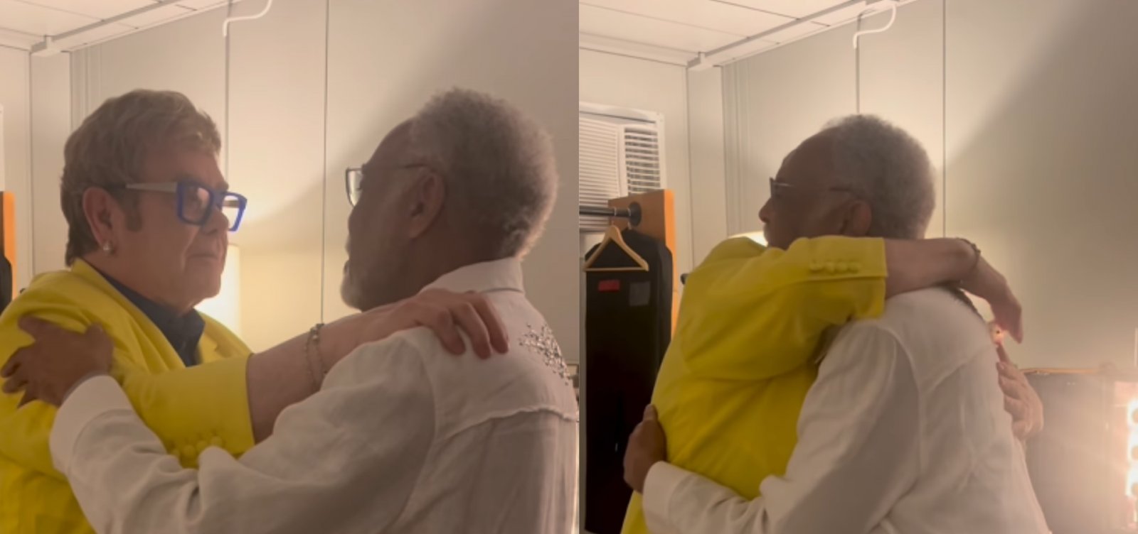 Elton John e Gilberto Gil se reencontram após 35 anos em momento histórico no Rock in Rio