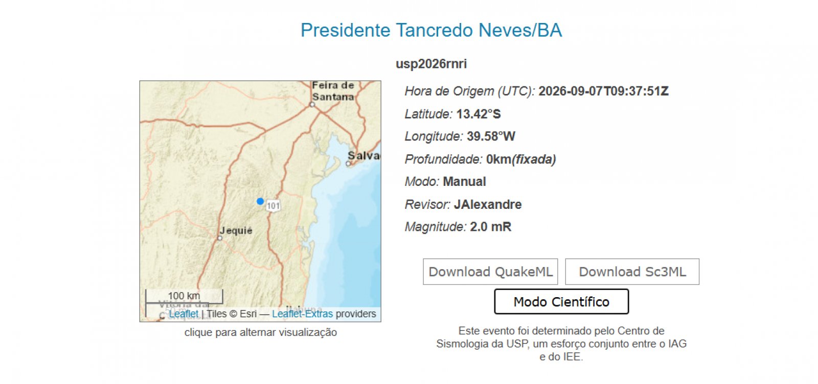 Cidade na Bahia registra tremor de baixa magnitude; saiba qual 