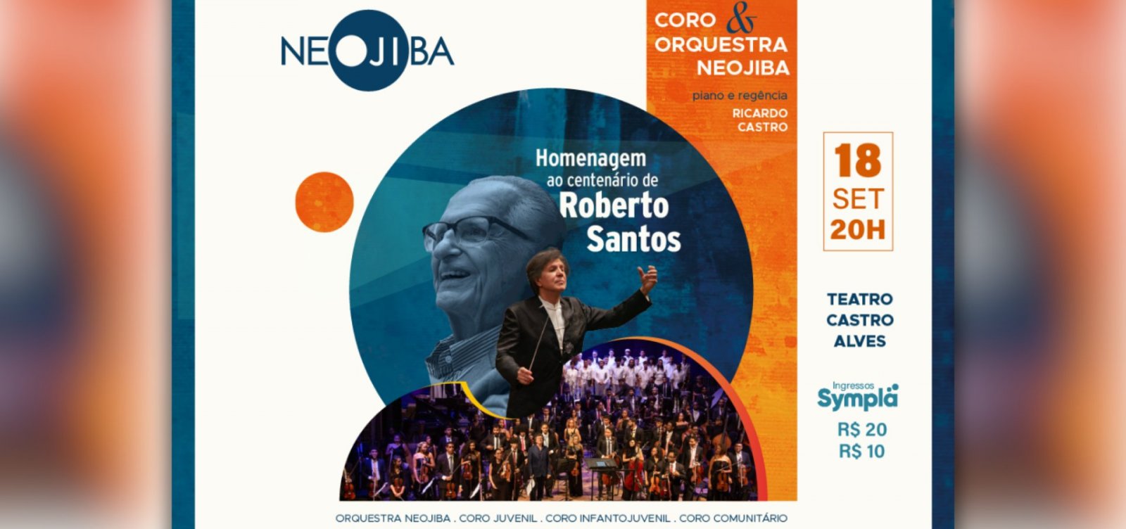 NEOJIBA realiza concerto no TCA em homenagem ao centenário de Roberto Santos