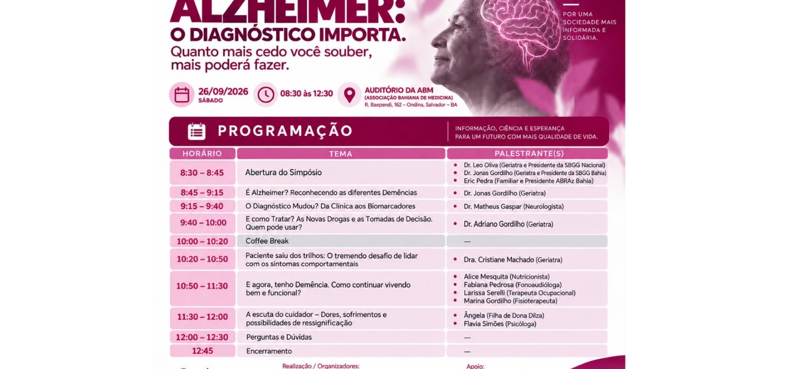 Associação Brasileira de Alzheimer promove Simpósio Alzheimer neste sábado