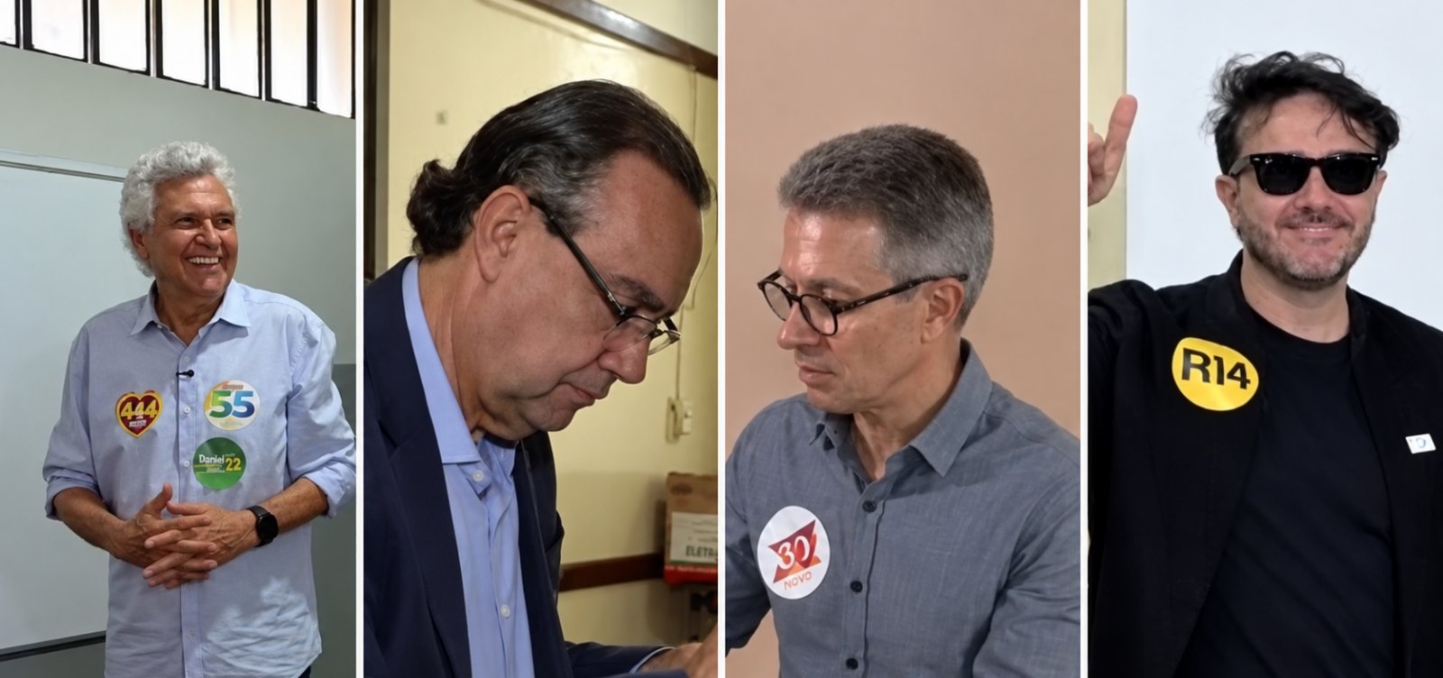 Candidatos à presidência Caiado, Cury, Zema e Renan Santos votam neste domingo