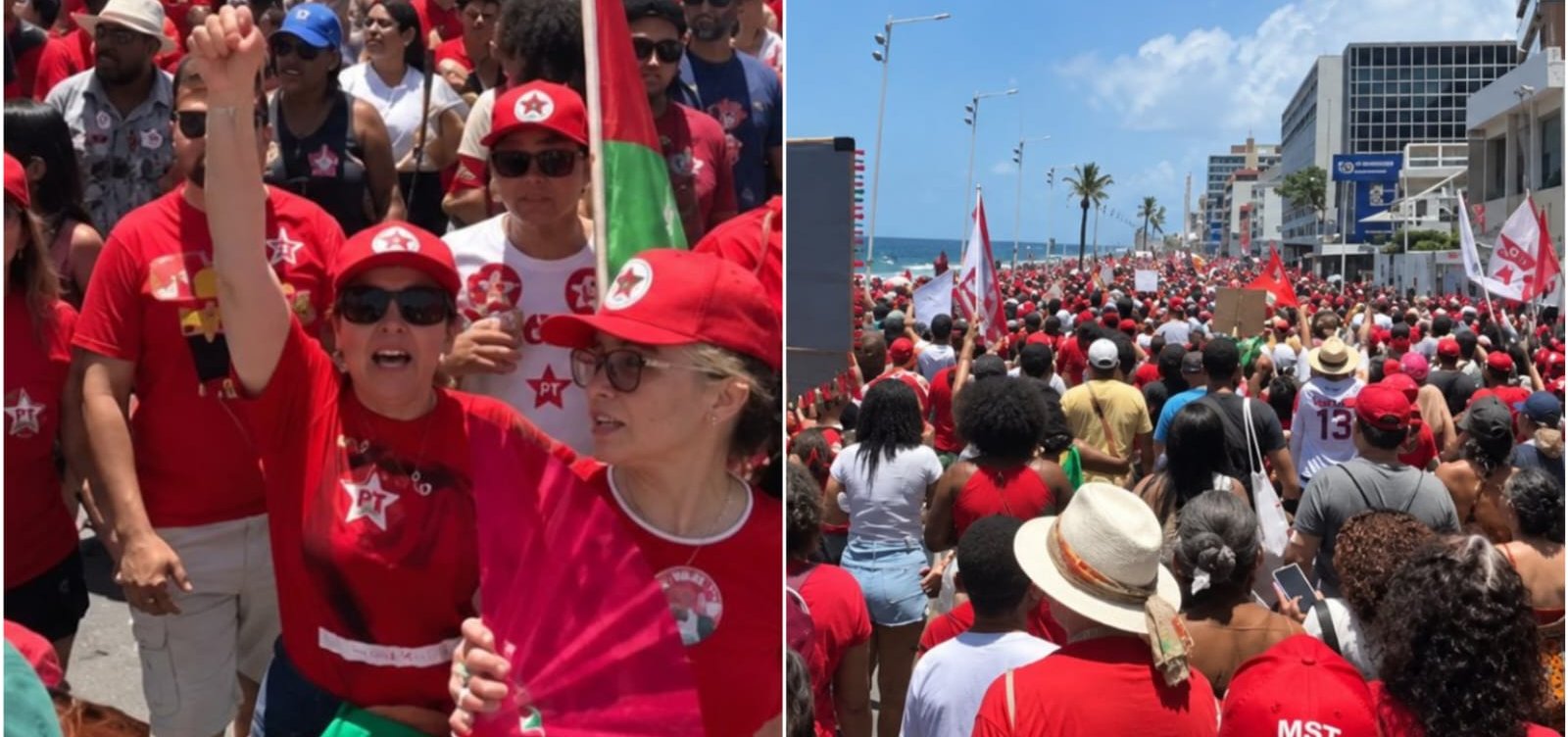 Manifestação pró-Lula reúne multidão e movimenta a região da Barra nesta segunda