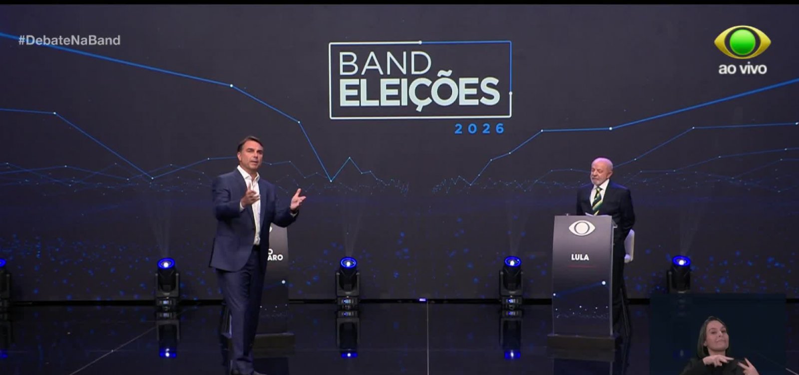 Debate na Band: clima esquenta no primeiro confronto direto entre Lula e Flávio Bolsonaro