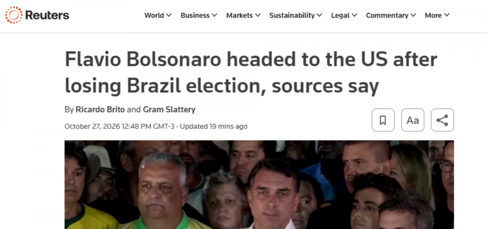 Imprensa internacional repercute fuga de Flávio Bolsonaro após derrota eleitoral