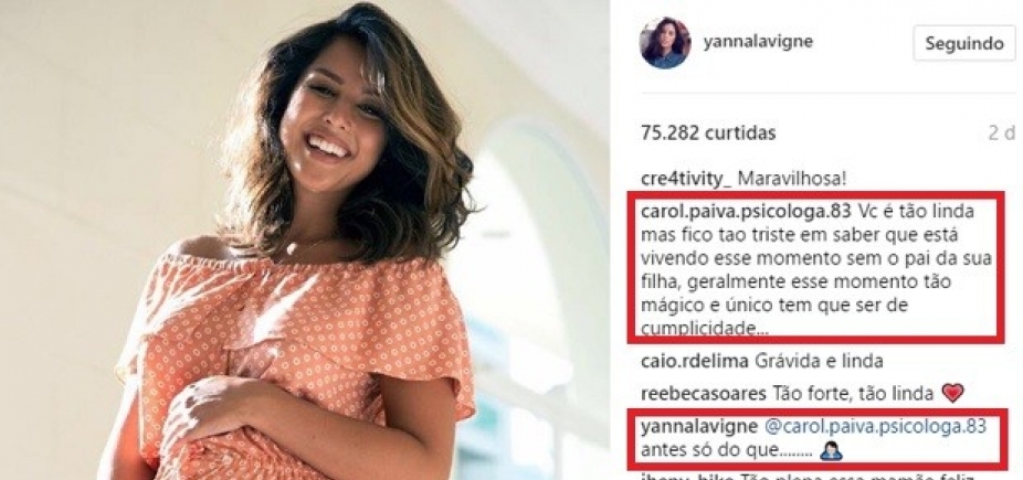 Provocada sobre ex, Yanna Lavigne rebate seguidora: \'Antes só do que...\'