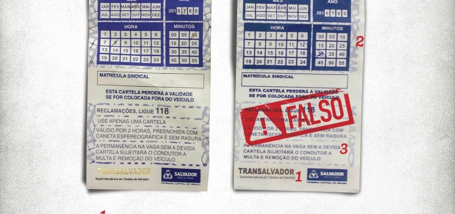 Falsificação de cartelas de Zona Azul é realidade em Salvador; aprenda a identificar para não ser multado