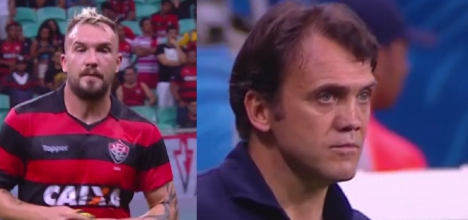Petkovic discute com Willian Farias após substituição em jogo do Vitória