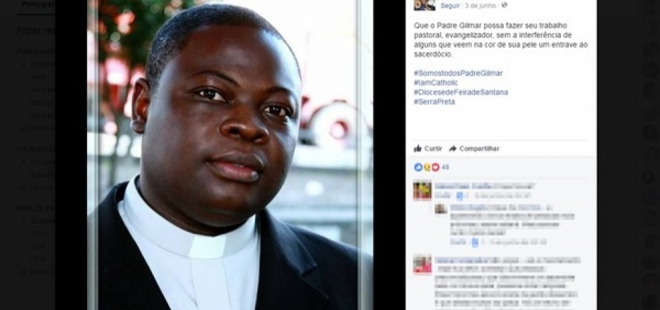 Campanha na internet apoia padre vítima de ofensas raciais em áudio no WhatsApp