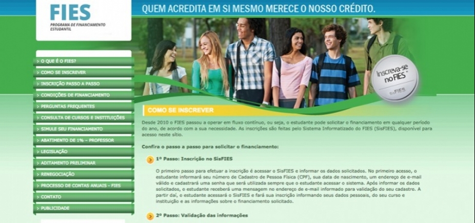 Inscrições para o Fies do segundo semestre começam no dia 25
