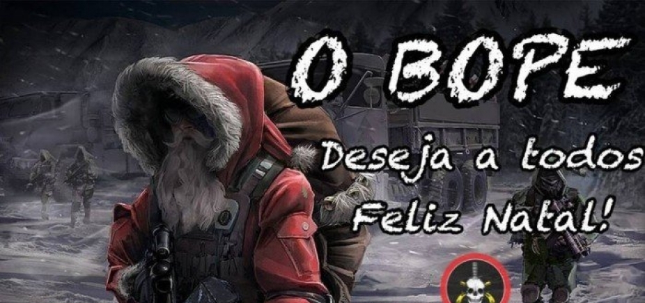 Bope do Rio publica mensagem natalina com Papai Noel armado com fuzil