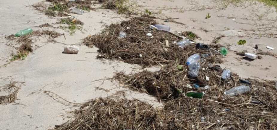 Viva a sujeira! Trecho da praia de Guarajuba tem lixo por toda parte 