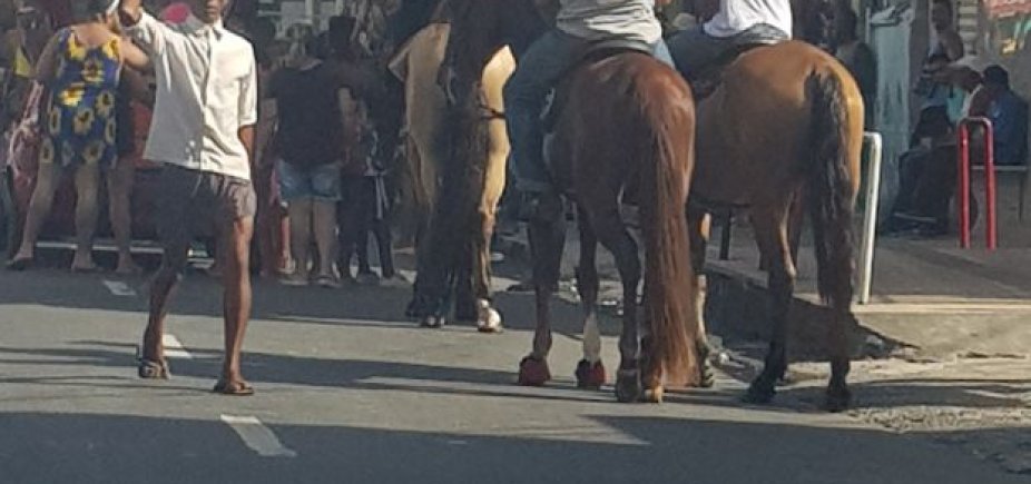 Vereador faz festa do Dia do Trabalhador com cavalos em via pública