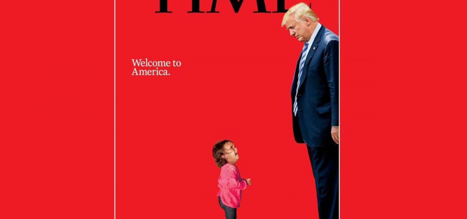 Trump 'encara' menina imigrante separada da mãe em capa da 'Time'