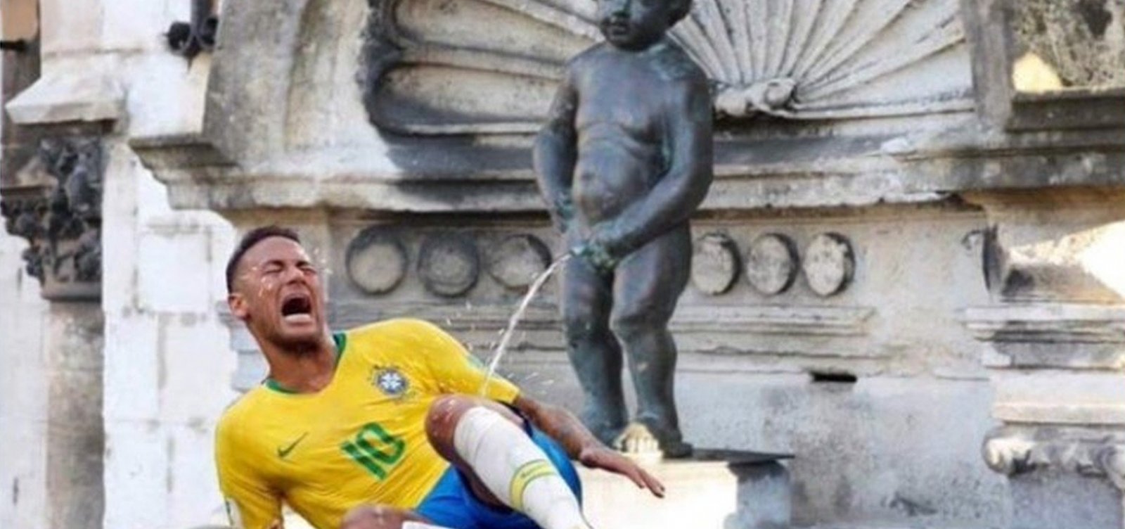 Prefeito belga posta imagem polêmica de estátua urinando em Neymar
