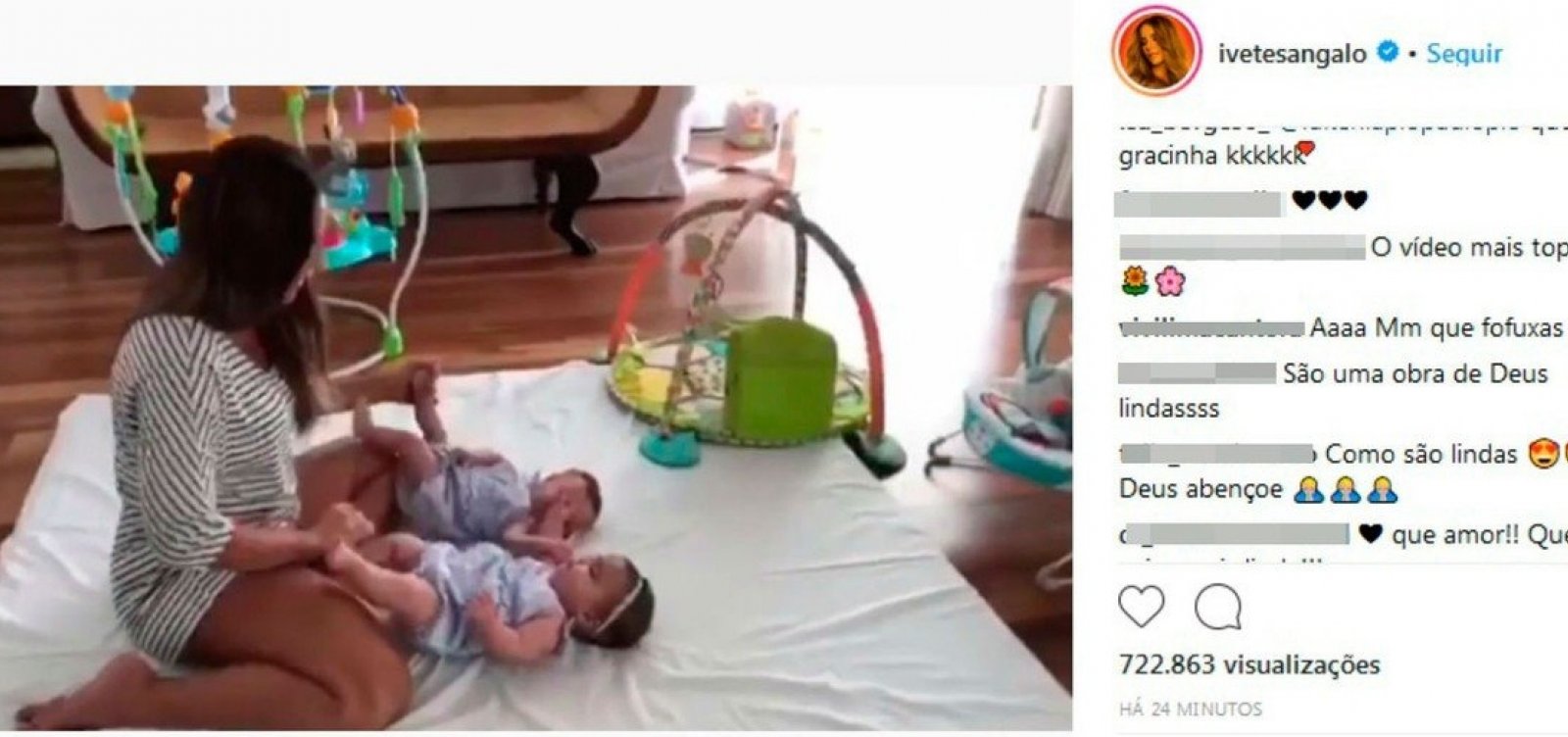 Ivete mostra os rostinhos das gêmeas pela primeira vez