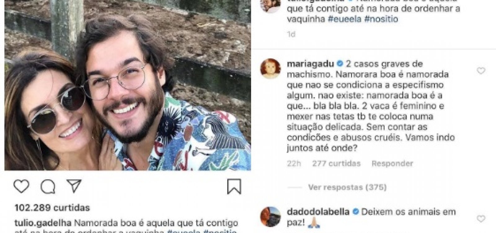 Maria Gadú acusa Túlio Gadelha, namorado de Fátima Bernardes, de machismo