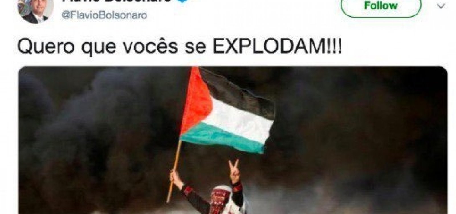 Hamas rebate Flávio Bolsonaro e o chama de 'filho de extremista'