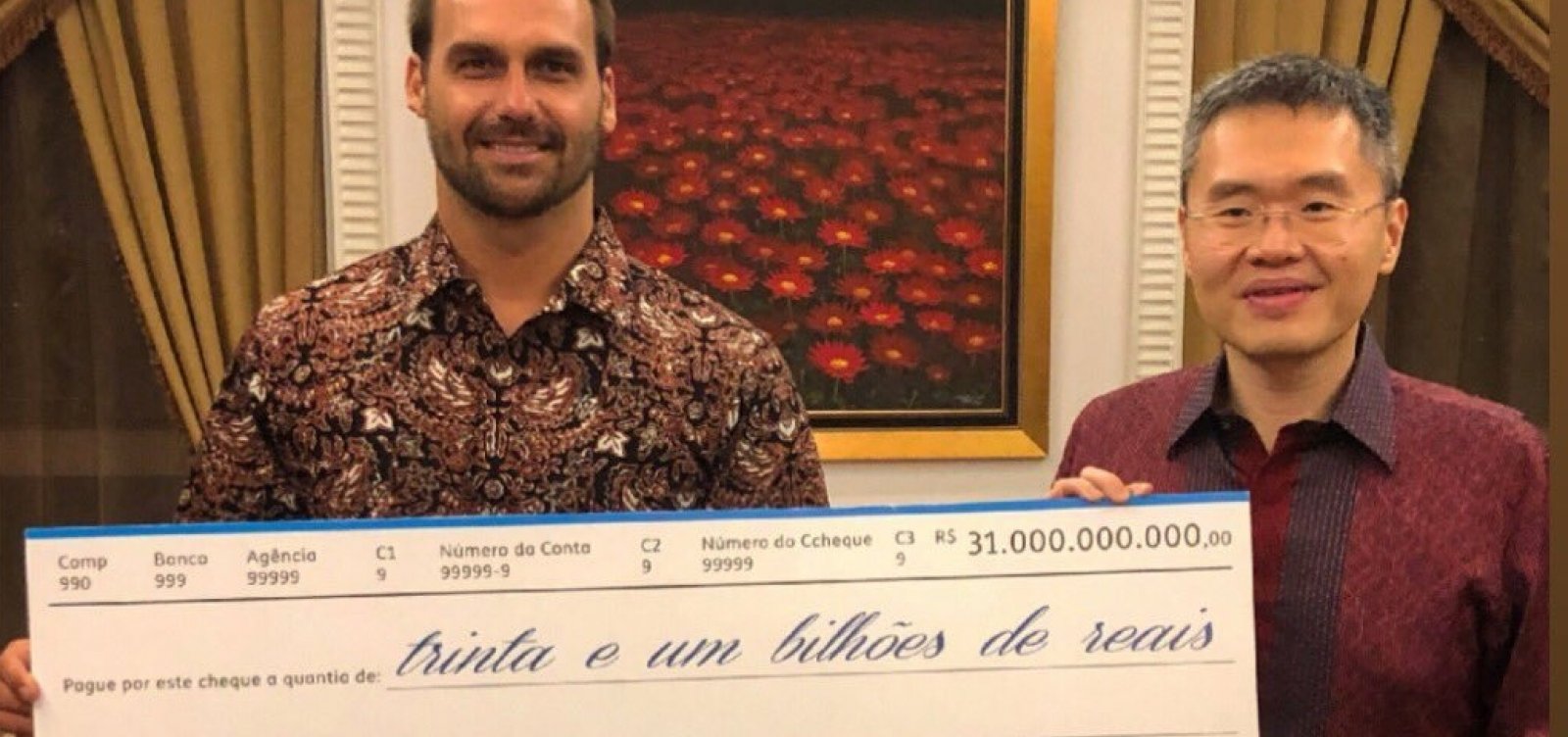 Candidato a embaixador, Eduardo recebe cheque de empresário Jackson Widjaja
