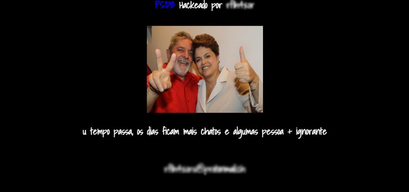 Site do PSDB é hackeado e exibe foto de Lula e Dilma
