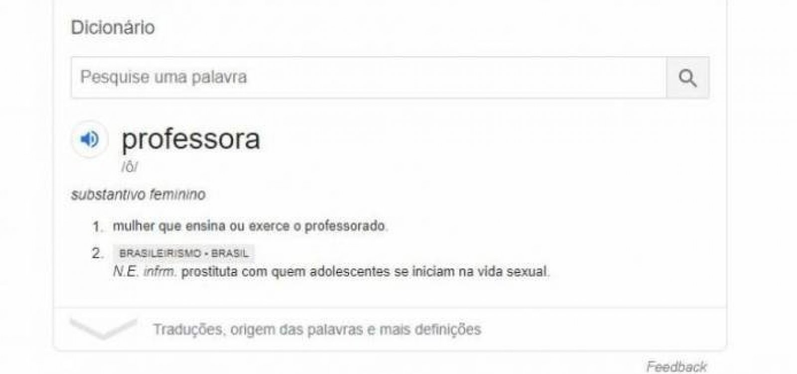 Google tira definição de professora como 'prostituta' do dicionário