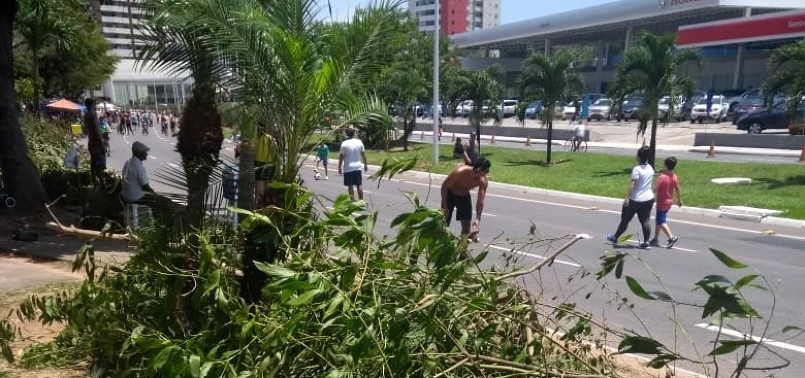 Moradora reclama de entulho deixado pela Prefeitura após limpeza de vegetação na Magalhães Neto