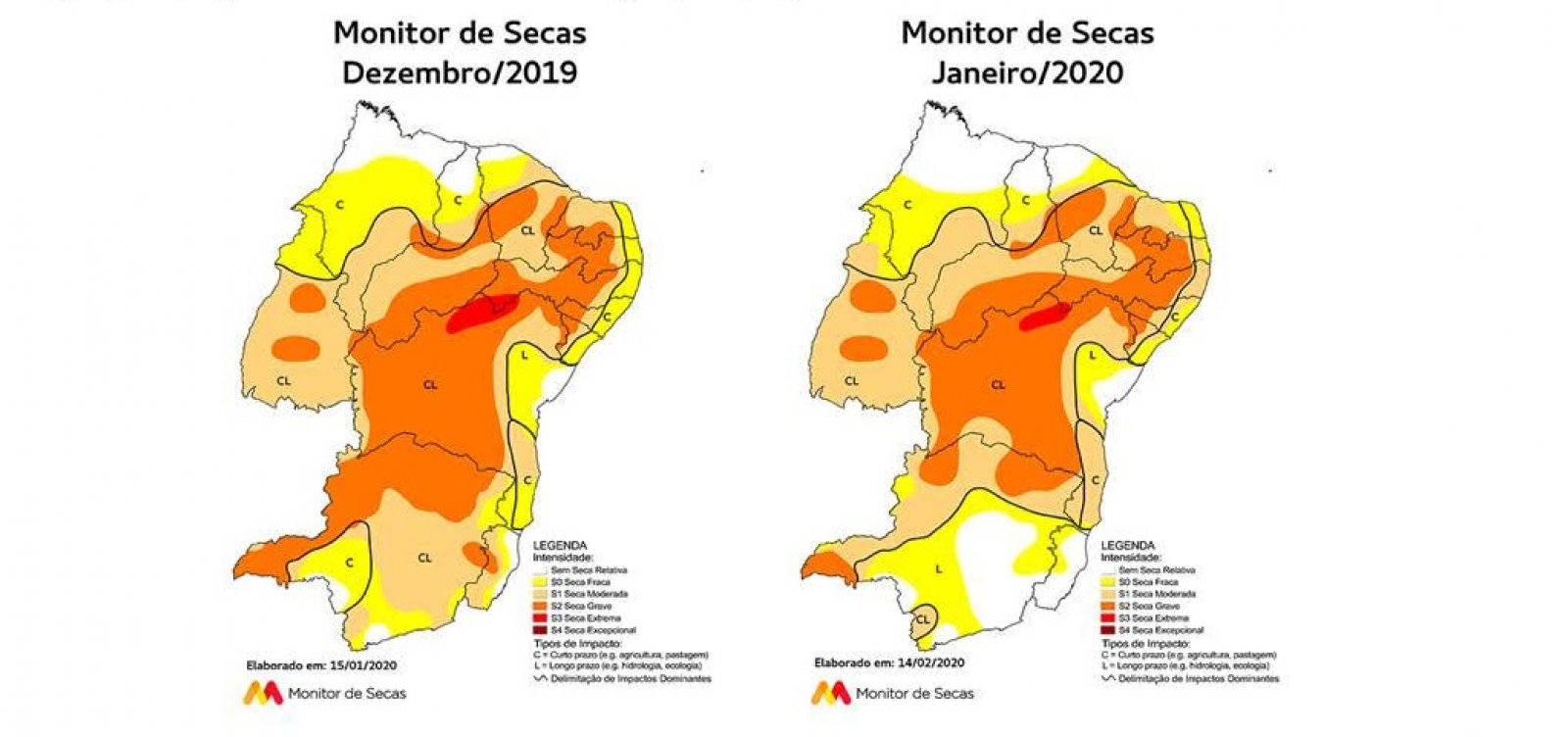 Monitor aponta redução da área com seca na Bahia, com exceção do extremo sul