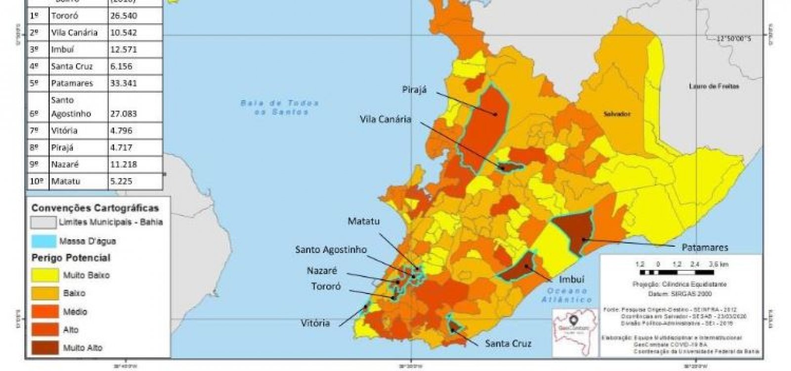 Estudo aponta quais bairros de Salvador terão disseminação acelerada do coronavírus