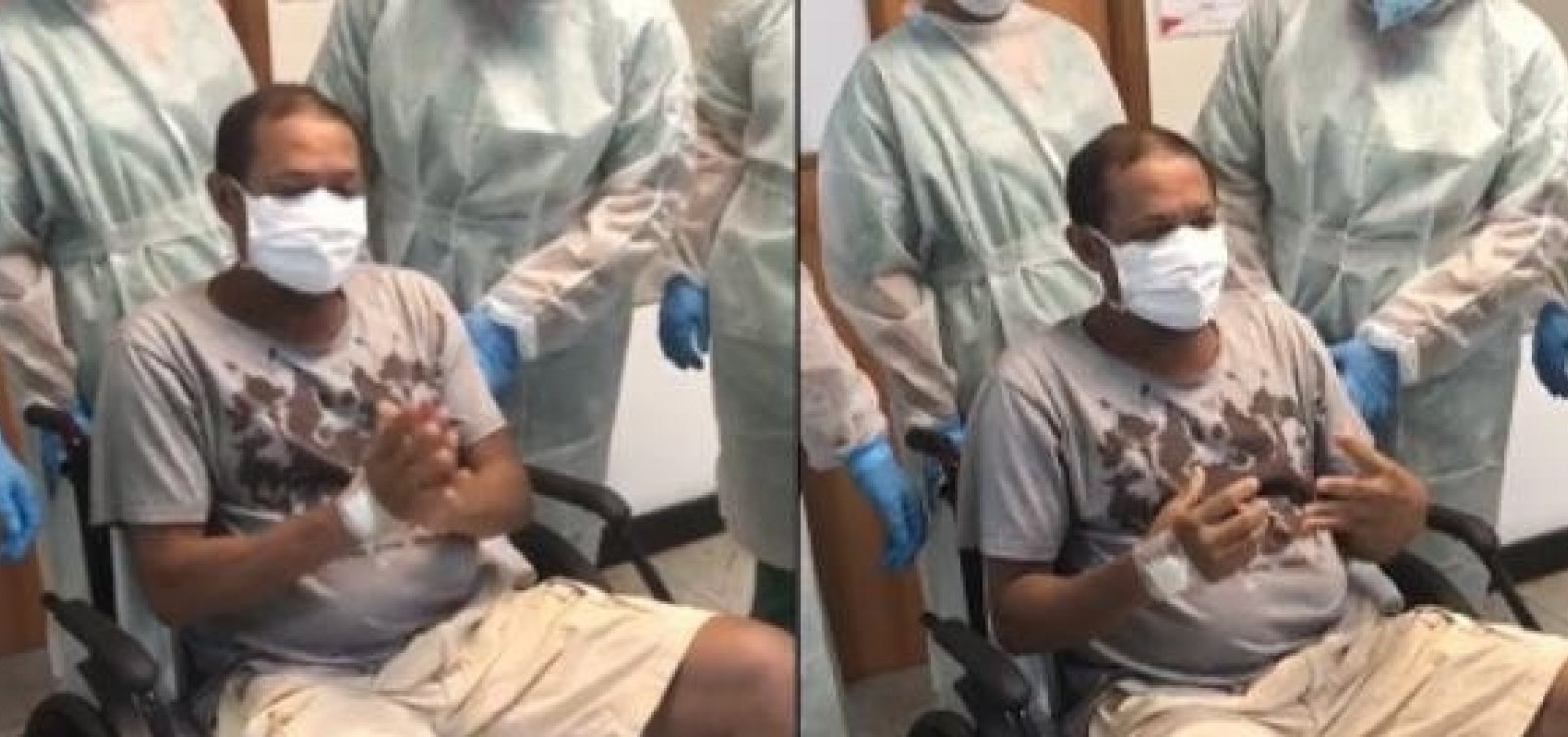 Paciente de 57 anos com covid-19 recebe alta de hospital; veja vídeo