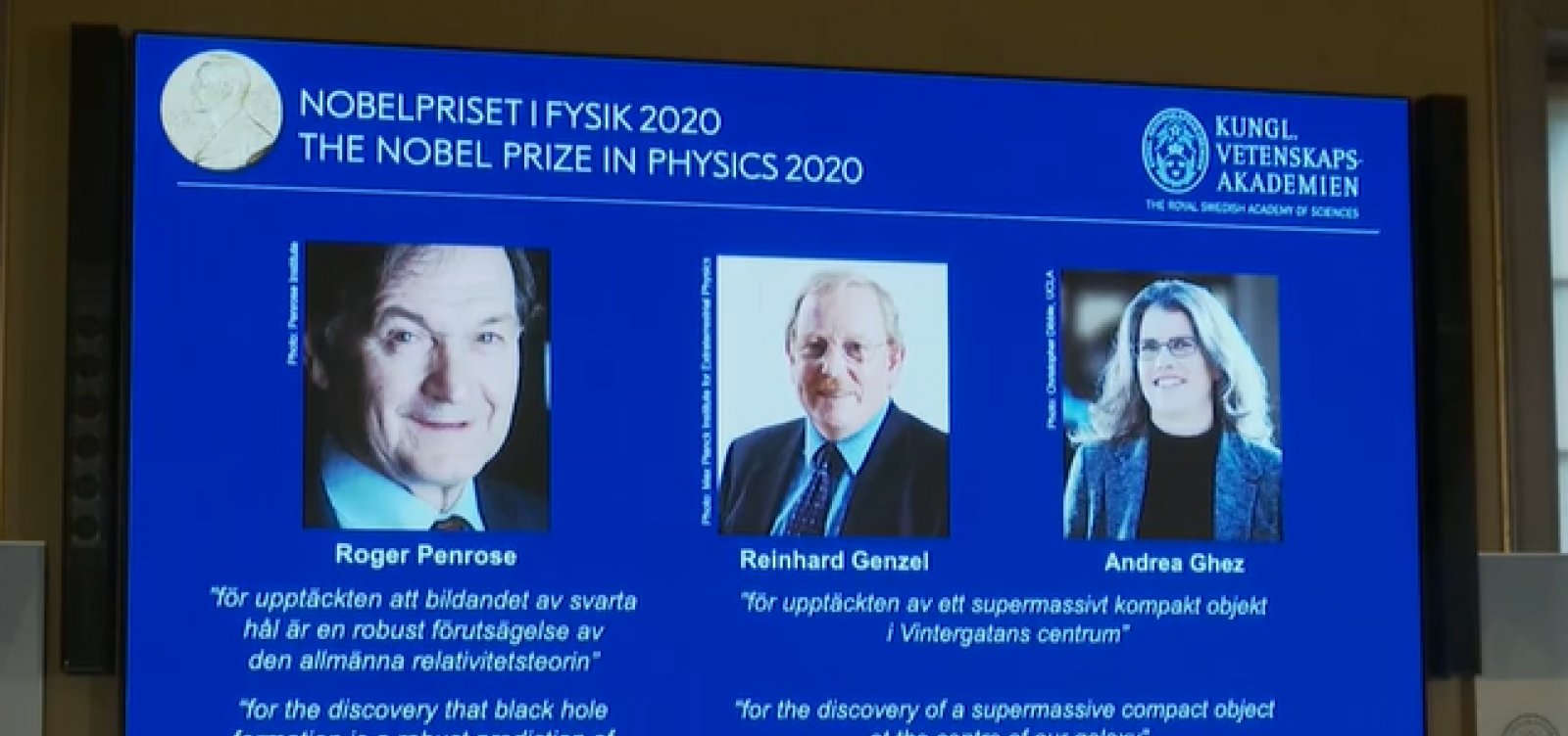 Nobel de Física 2020 premia três cientistas por descobertas sobre buracos negros